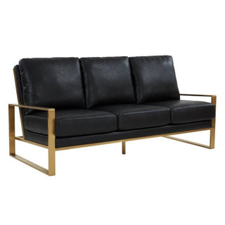 LeisureModLeisureMod | Jefferson Modern Design Leather Sofa With Gold Frame | JAG77-LJAG77BL-LAloha Habitat