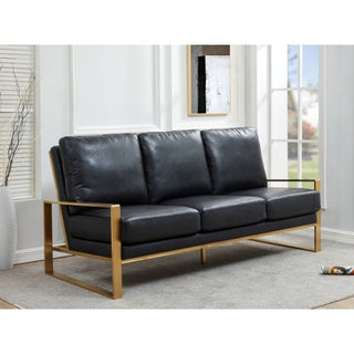 LeisureModLeisureMod | Jefferson Modern Design Leather Sofa With Gold Frame | JAG77-LJAG77BL-LAloha Habitat