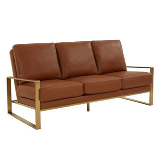 LeisureModLeisureMod | Jefferson Modern Design Leather Sofa With Gold Frame | JAG77-LJAG77BR-LAloha Habitat