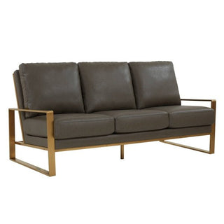 LeisureModLeisureMod | Jefferson Modern Design Leather Sofa With Gold Frame | JAG77-LJAG77GR-LAloha Habitat