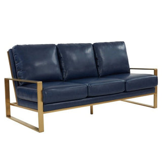 LeisureModLeisureMod | Jefferson Modern Design Leather Sofa With Gold Frame | JAG77-LJAG77NBU-LAloha Habitat