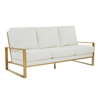 LeisureModLeisureMod | Jefferson Modern Design Leather Sofa With Gold Frame | JAG77-LJAG77W-LAloha Habitat