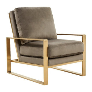 LeisureModLeisureMod | Jefferson Velvet Design Accent Armchair With Gold Brass Finish Frame | JA29JA29DGRAloha Habitat
