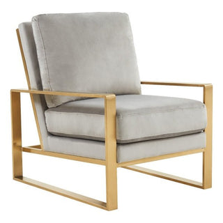 LeisureModLeisureMod | Jefferson Velvet Design Accent Armchair With Gold Brass Finish Frame | JA29JA29LGRAloha Habitat