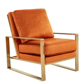 LeisureModLeisureMod | Jefferson Velvet Design Accent Armchair With Gold Brass Finish Frame | JA29JA29ORAloha Habitat