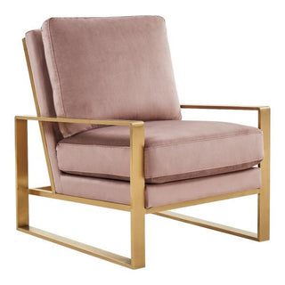 LeisureModLeisureMod | Jefferson Velvet Design Accent Armchair With Gold Brass Finish Frame | JA29JA29PKAloha Habitat