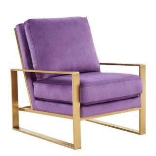 LeisureModLeisureMod | Jefferson Velvet Design Accent Armchair With Gold Brass Finish Frame | JA29JA29PRAloha Habitat