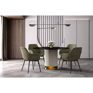 LeisureModLeisureMod | Jexis Series Round Dining Table White\Gold Base with 60 Round Clear Glass Top | JRW-60JRW-60BL-GAloha Habitat