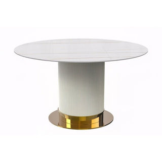 LeisureModLeisureMod | Jexis Series Round Dining Table White\Gold Base with 60 Round Clear Glass Top | JRW-60JRW-60WG-SAloha Habitat