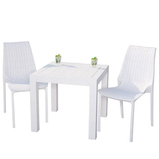 LeisureModLeisureMod | Kent Outdoor Table With 2 Chairs Dining Set | KC19BMT31W2KC19MT31WH2Aloha Habitat