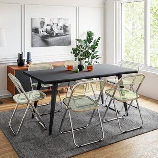 LeisureModLeisuremod | Lawrence 7-Piece Acrylic Folding Dining Chair and Rectangular Dining Table Set | LF19RTM63-6LF19RTM63A6Aloha Habitat