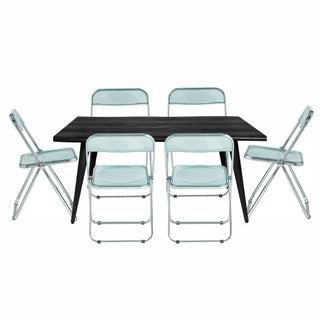 LeisureModLeisuremod | Lawrence 7-Piece Acrylic Folding Dining Chair and Rectangular Dining Table Set | LF19RTM63-6LF19RTM63G6Aloha Habitat