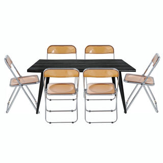 LeisureModLeisuremod | Lawrence 7-Piece Acrylic Folding Dining Chair and Rectangular Dining Table Set | LF19RTM63-6LF19RTM63OR6Aloha Habitat