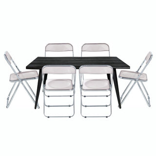 LeisureModLeisuremod | Lawrence 7-Piece Acrylic Folding Dining Chair and Rectangular Dining Table Set | LF19RTM63-6LF19RTM63PK6Aloha Habitat