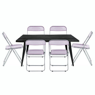 LeisureModLeisuremod | Lawrence 7-Piece Acrylic Folding Dining Chair and Rectangular Dining Table Set | LF19RTM63-6LF19RTM63PU6Aloha Habitat