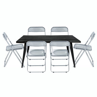 LeisureModLeisuremod | Lawrence 7-Piece Acrylic Folding Dining Chair and Rectangular Dining Table Set | LF19RTM63-6LF19RTM63TBL6Aloha Habitat