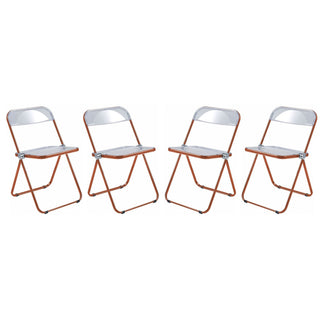 LeisureModLeisureMod | Lawrence Acrylic Folding Chair With Orange Metal Frame, Set of 4 | LFCL19OR4LFCL19OR4Aloha Habitat