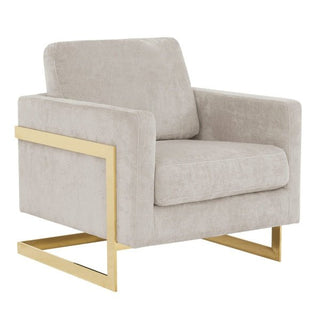 LeisureModLeisureMod | Lincoln Boucle Fabric Accent Armchair with Gold Stainless Steel Frame and Removable Back Cushion | LA31-BLA31-B-GRAloha Habitat