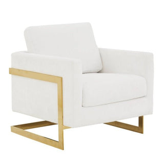 LeisureModLeisureMod | Lincoln Boucle Fabric Accent Armchair with Gold Stainless Steel Frame and Removable Back Cushion | LA31-BLA31-B-WAloha Habitat