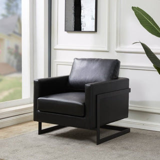 LeisureModLeisureMod | Lincoln Leather Accent Armchair With Black Steel Frame | LAB31-LLAB31BL-LAloha Habitat