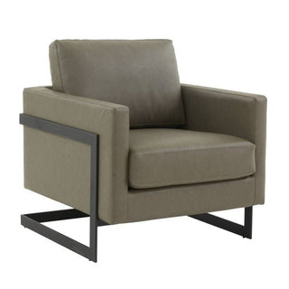 LeisureModLeisureMod | Lincoln Leather Accent Armchair With Black Steel Frame | LAB31-LLAB31GR-LAloha Habitat