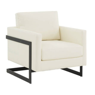 LeisureModLeisureMod | Lincoln Leather Accent Armchair With Black Steel Frame | LAB31-LLAB31W-LAloha Habitat