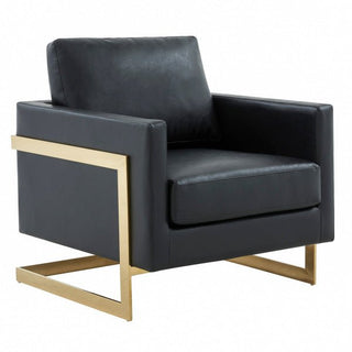 LeisureModLeisureMod | Lincoln Leather Accent Armchair With Gold Frame | LA31-LLA31BL-LAloha Habitat