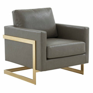 LeisureModLeisureMod | Lincoln Leather Accent Armchair With Gold Frame | LA31-LLA31GR-LAloha Habitat