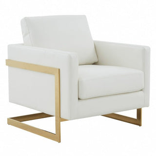 LeisureModLeisureMod | Lincoln Leather Accent Armchair With Gold Frame | LA31-LLA31W-LAloha Habitat