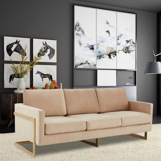 LeisureModLeisureMod | Lincoln Modern Mid-Century Upholstered Velvet Sofa with Gold Frame | LA83LA83BGAloha Habitat