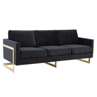 LeisureModLeisureMod | Lincoln Modern Mid-Century Upholstered Velvet Sofa with Gold Frame | LA83LA83BLAloha Habitat