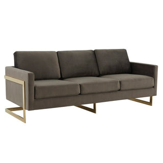 LeisureModLeisureMod | Lincoln Modern Mid-Century Upholstered Velvet Sofa with Gold Frame | LA83LA83DGRAloha Habitat
