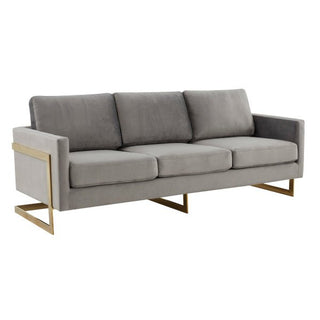 LeisureModLeisureMod | Lincoln Modern Mid-Century Upholstered Velvet Sofa with Gold Frame | LA83LA83LGRAloha Habitat
