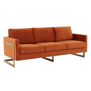 LeisureModLeisureMod | Lincoln Modern Mid-Century Upholstered Velvet Sofa with Gold Frame | LA83LA83ORAloha Habitat