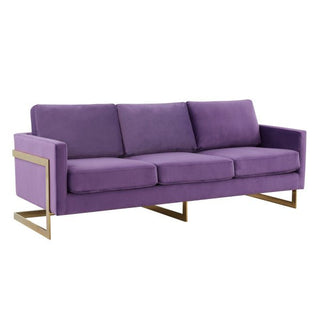 LeisureModLeisureMod | Lincoln Modern Mid-Century Upholstered Velvet Sofa with Gold Frame | LA83LA83PUAloha Habitat