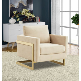 LeisureModLeisureMod | Lincoln Velvet Accent Armchair With Gold Frame | LA31LA31BGAloha Habitat