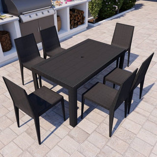 LeisureModLeisureMod | Mace 7-Piece Outdoor Dining Set with Rectangular Table and Stackable Chairs | MT55WC19BR6MT55C19BL6Aloha Habitat