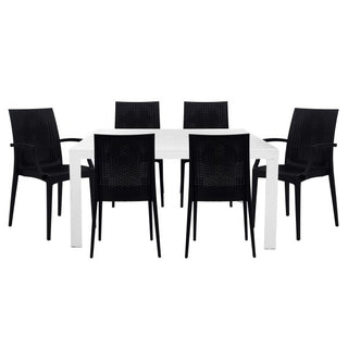 LeisureModLeisureMod | Mace Mid-Century 7-Piece Rectangular Outdoor Dining Set with 4 Side Chairs and 2 Armchairs | MT55MC194A2MT55WMC194A2BLAloha Habitat