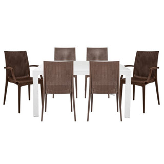 LeisureModLeisureMod | Mace Mid-Century 7-Piece Rectangular Outdoor Dining Set with 4 Side Chairs and 2 Armchairs | MT55MC194A2MT55WMC194A2BRAloha Habitat