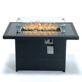 LeisureModLeisureMod | Mace Wicker Patio Modern Propane Fire Pit Table | CFW44CFW44G-BLAloha Habitat