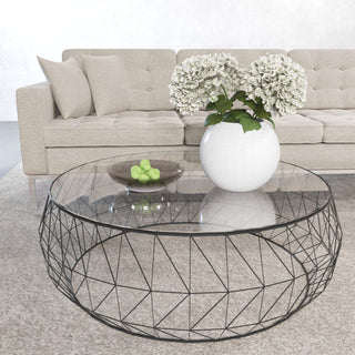 LeisureModLeisureMod | Malibu Modern Round Glass Top Coffee Table With Metal Base | MD39MD39GBLAloha Habitat