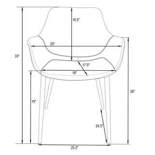 LeisureModLeisureMod | Markley Modern Leather Dining Arm Chair With Gold Metal Legs Set of 2 | ECG26GR2ECG26BL2Aloha Habitat