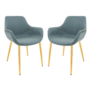 LeisureModLeisureMod | Markley Modern Leather Dining Arm Chair With Gold Metal Legs Set of 2 | ECG26GR2ECG26BU2Aloha Habitat