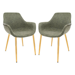 LeisureModLeisureMod | Markley Modern Leather Dining Arm Chair With Gold Metal Legs Set of 2 | ECG26GR2ECG26G2Aloha Habitat