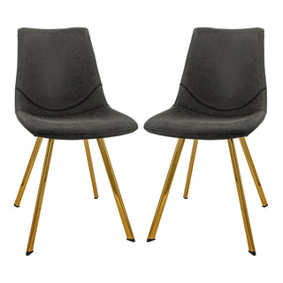 LeisureModLeisureMod | Markley Modern Leather Dining Chair With Gold Legs Set of 2 | MCG18GR2MCG18BL2Aloha Habitat