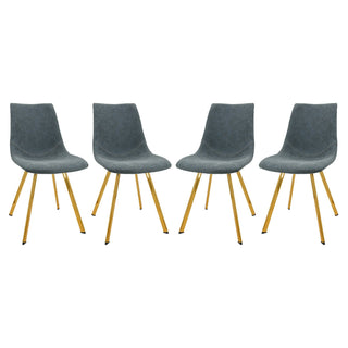 LeisureModLeisureMod | Markley Modern Leather Dining Chair With Gold Legs Set of 4 | MCG18GR4MCG18BU4Aloha Habitat