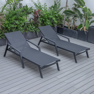 LeisureModLeisureMod | Marlin Patio Chaise Lounge Chair With Armrests in Black Aluminum Frame, Set of 2 | MLABL-77W2MLABL-77BL2Aloha Habitat