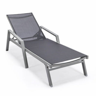 LeisureModLeisureMod | Marlin Patio Chaise Lounge Chair With Armrests in Grey Aluminum Frame | MLAGR-77WMLAGR-77BLAloha Habitat