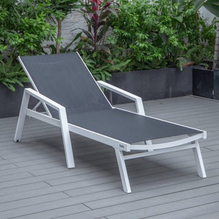 LeisureModLeisureMod | Marlin Patio Chaise Lounge Chair With Armrests in White Aluminum Frame | MLAW-77WMLAW-77BLAloha Habitat