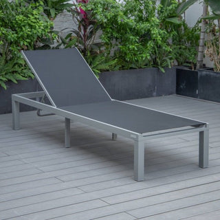 LeisureModLeisureMod | Marlin Patio Chaise Lounge Chair With Grey Aluminum Frame | MLGR-77MLGR-77BLAloha Habitat